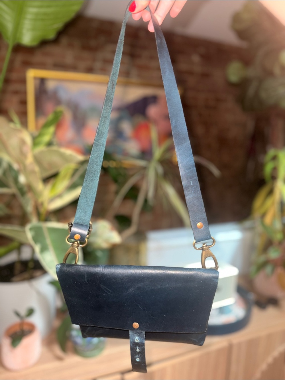 NWOT | Small Leather Crossbody Bag | Dark Ink Blue | Etsy Handmade